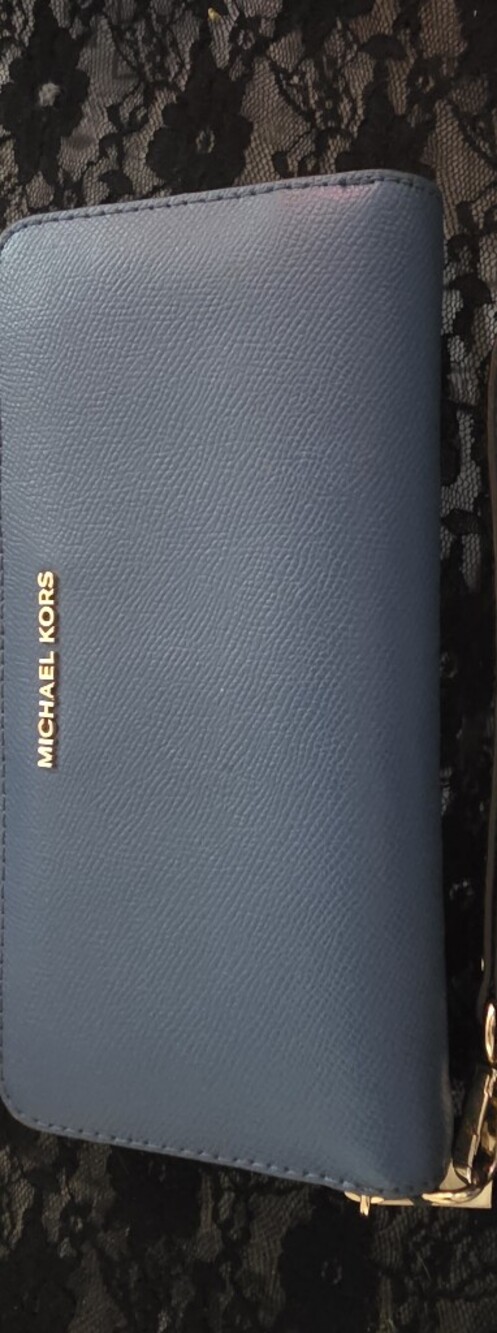 MICHAEL KORS Blue Saffiano Leather Continental Wallet